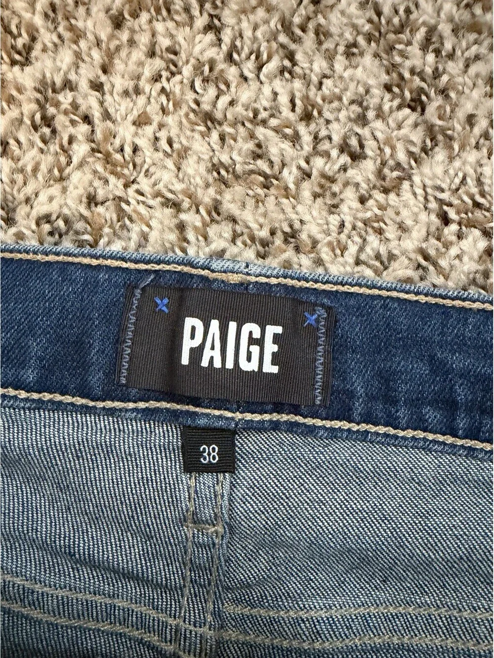 PAIGE Lennox Slim Fit Jeans Men's Size 38x32 Blue Medium Wash Stretch Denim